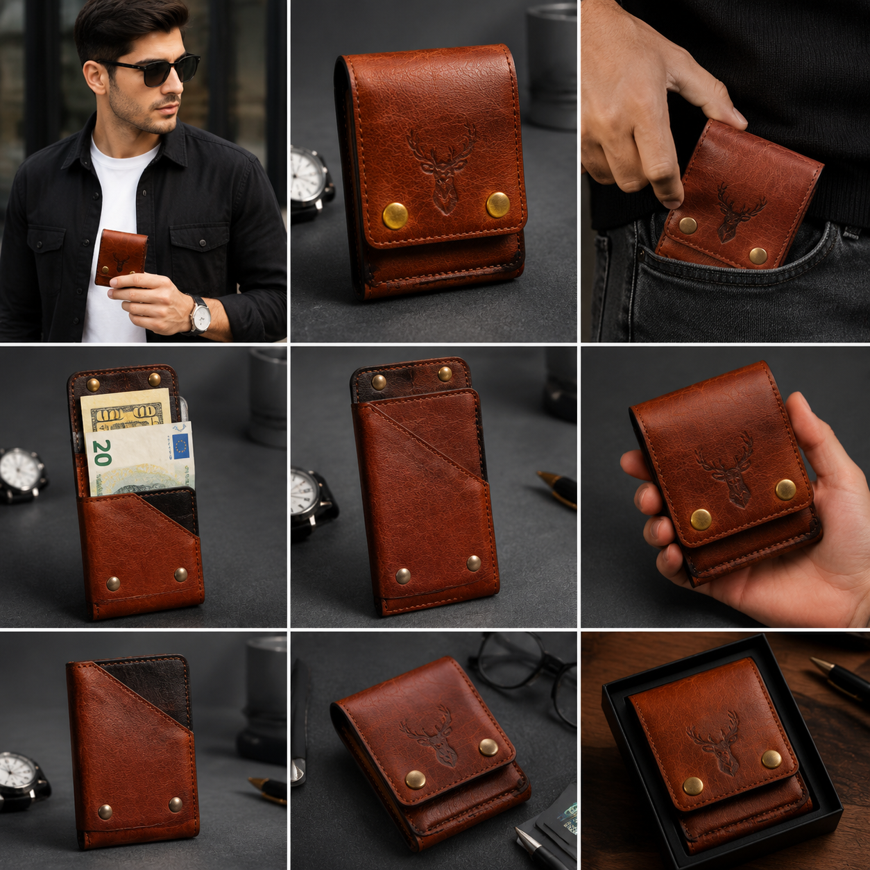 Vintage Double Snap Leather Wallet