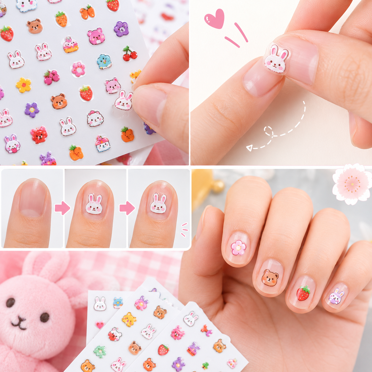 Glowing Cute Nail Stickers - Self Adhesive