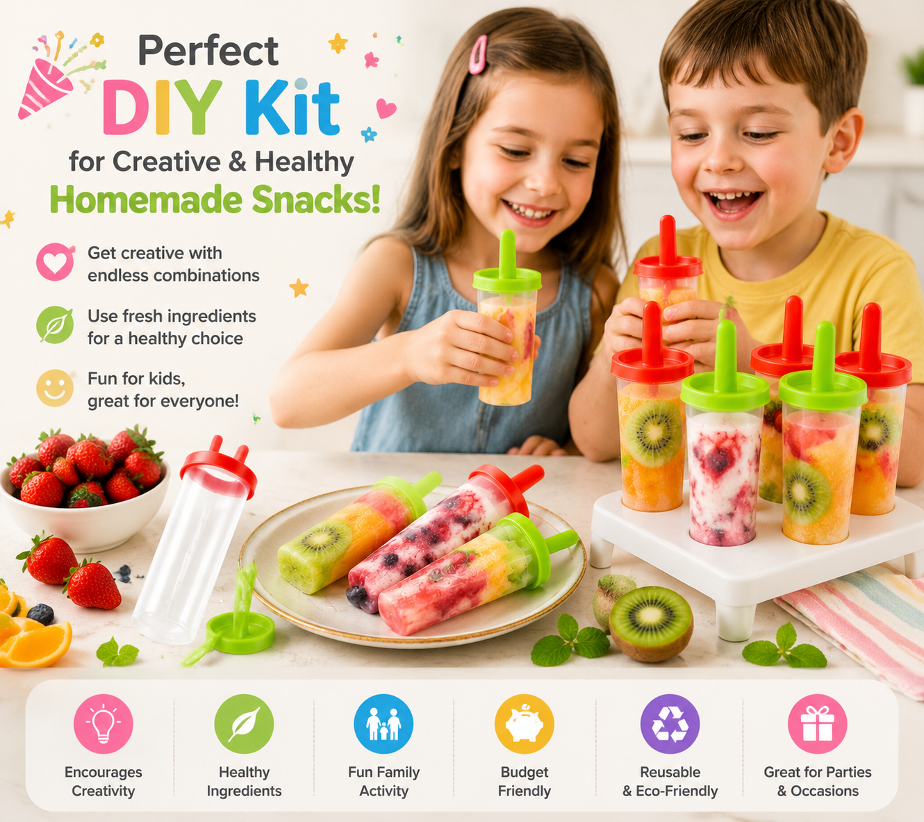 Homemade Ice Cream Molds – DIY Popsicle & Dessert Kit