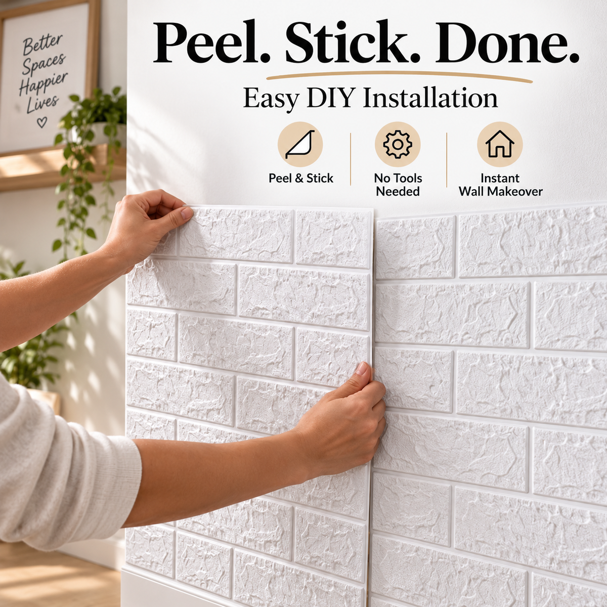 3D Peel & Stick Brick Wall Panels