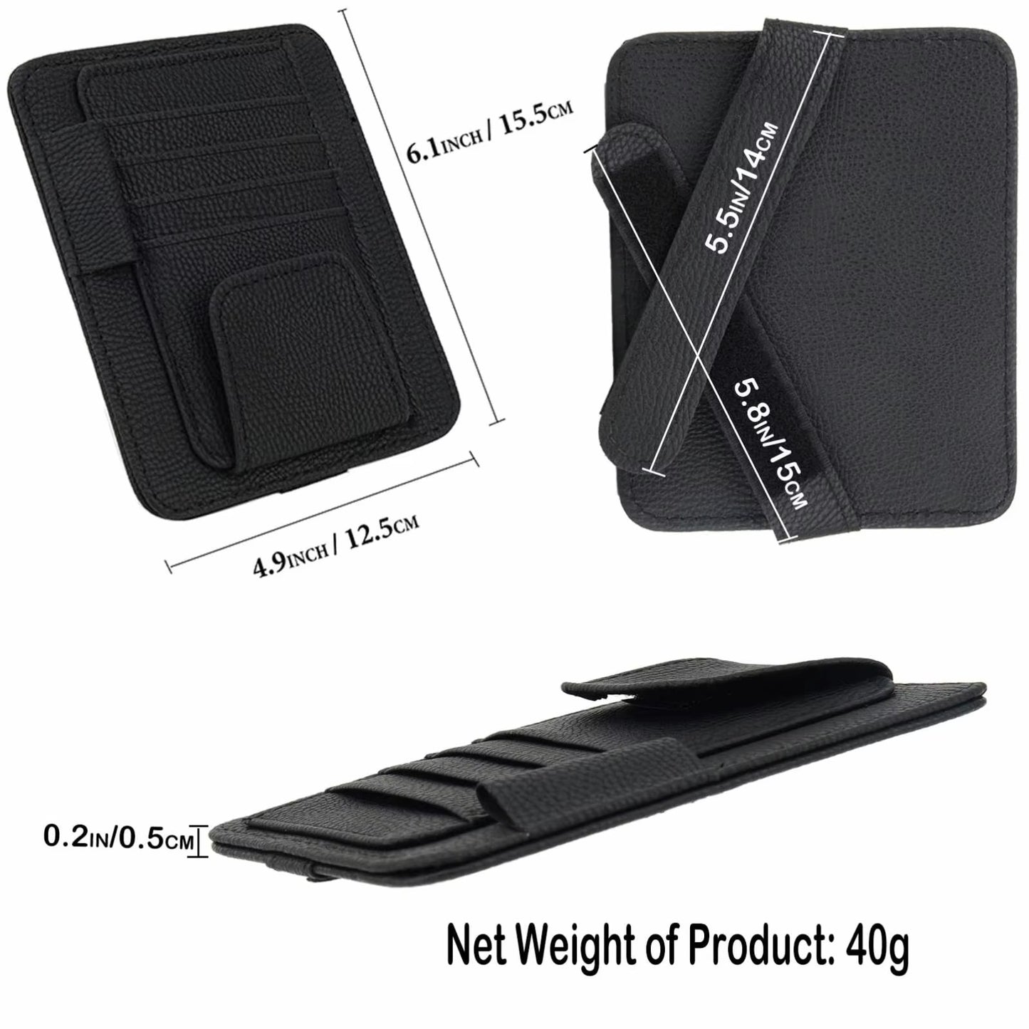 Luxury PU Leather Car Sun Visor Organizer Storage Bag
