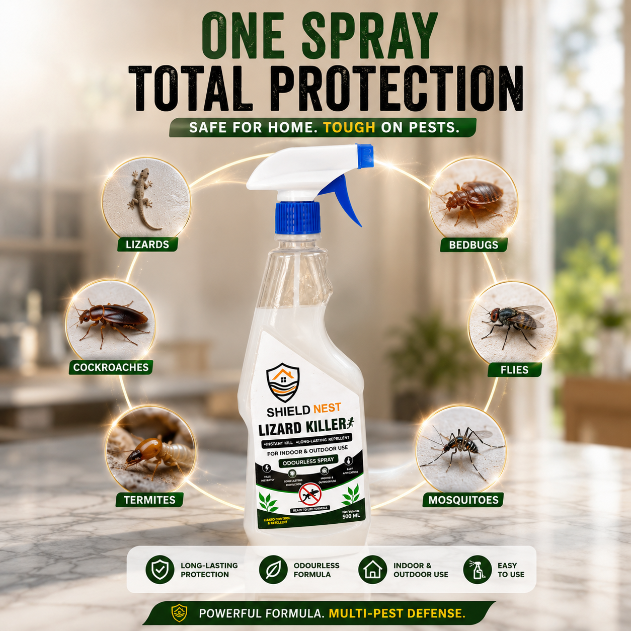 Lizard Killer – Odourless Instant Kill & Long-Lasting Repellent Spray