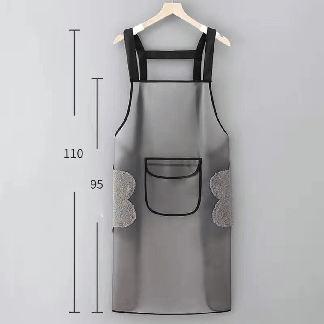Transparent Waterproof Kitchen Apron With Towel + Pocket