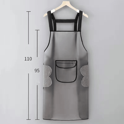 Transparent Waterproof Kitchen Apron With Towel + Pocket