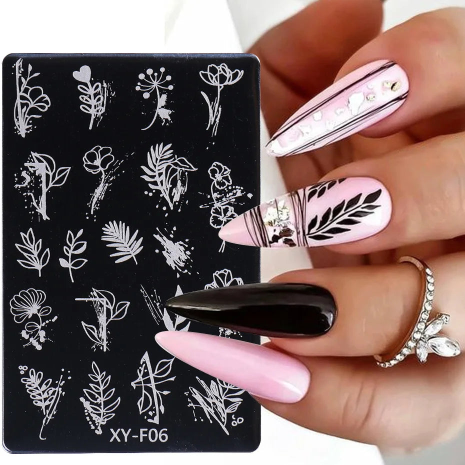 3 Styles Flower Leaves Nail Art Stamping Kit
