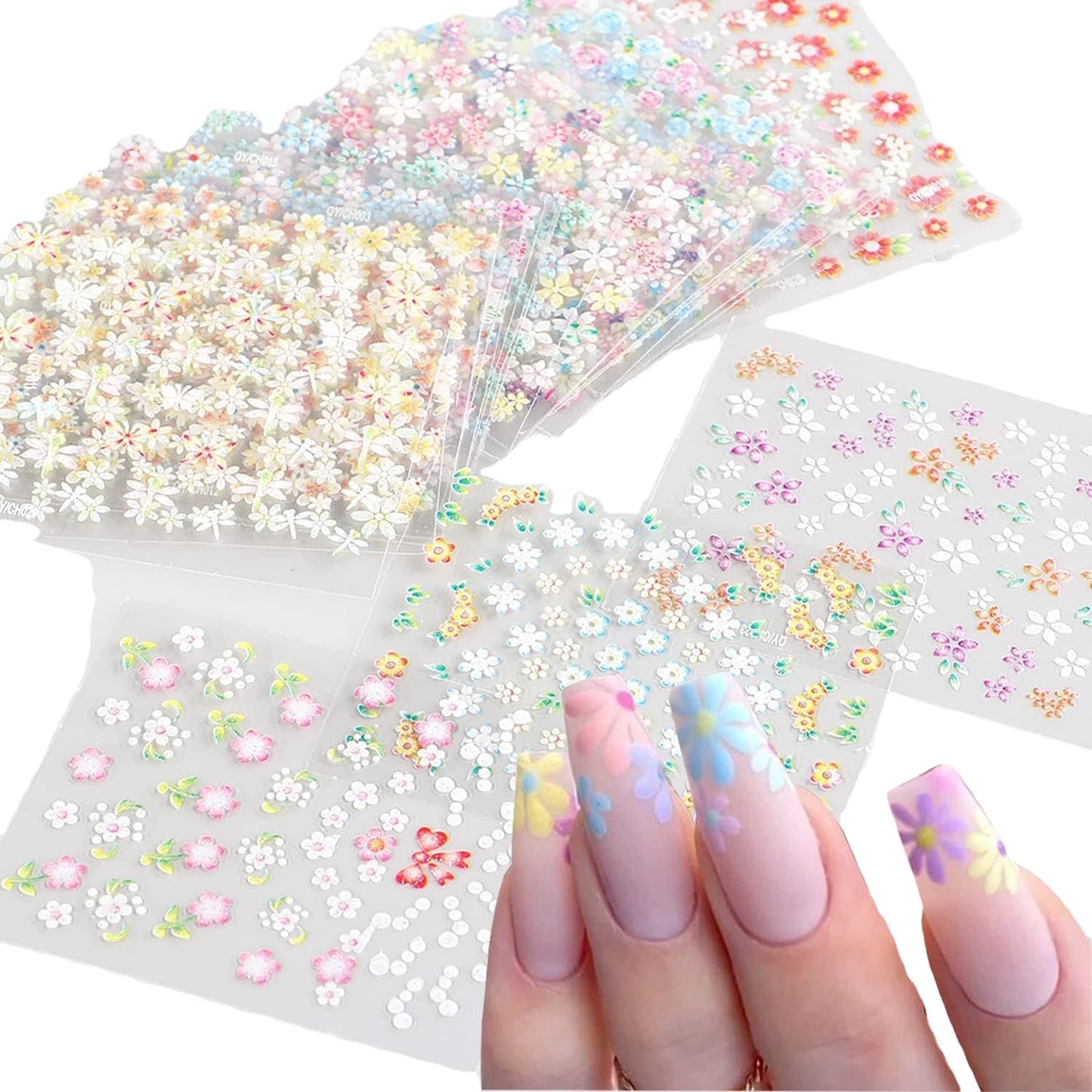 Butterfly & Flower Nail Stickers with Rhinestones