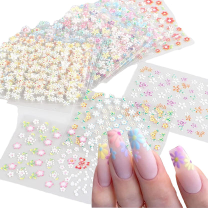 Butterfly & Flower Nail Stickers with Rhinestones
