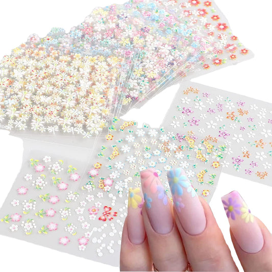 Butterfly & Flower Nail Stickers with Rhinestones