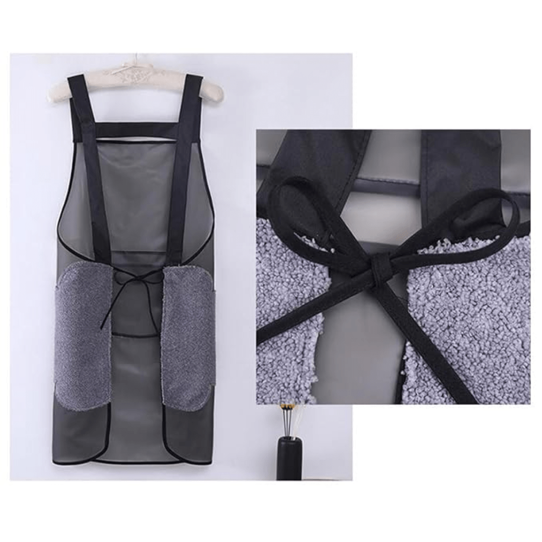 Transparent Waterproof Kitchen Apron With Towel + Pocket