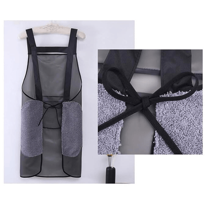 Transparent Waterproof Kitchen Apron With Towel + Pocket
