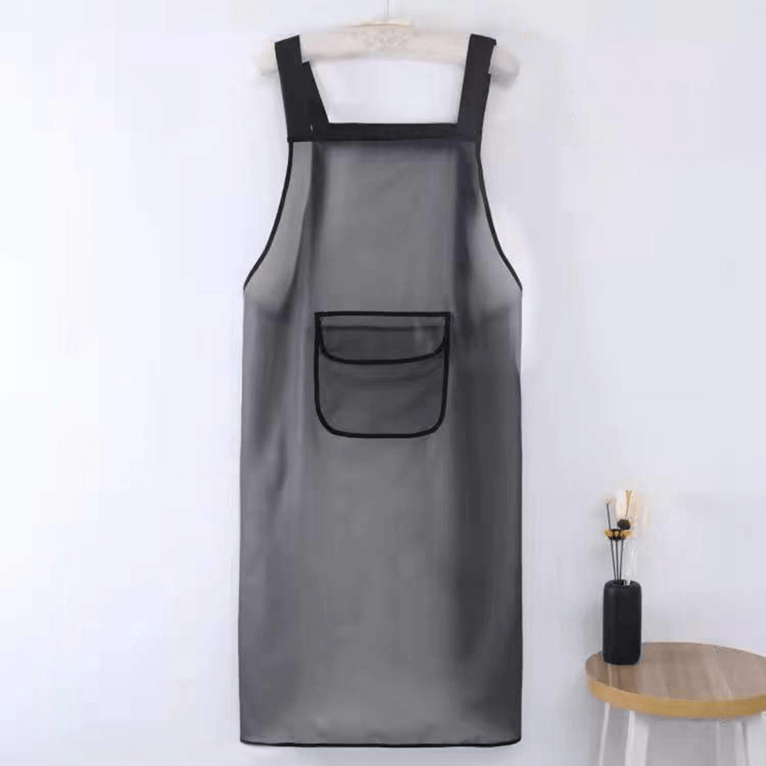 Transparent Waterproof Kitchen Apron With Towel + Pocket