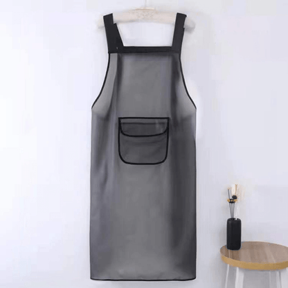 Transparent Waterproof Kitchen Apron With Towel + Pocket