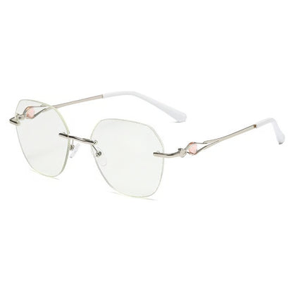Women Diamond Rimless Anti-Blue Light presbyopia Glasses