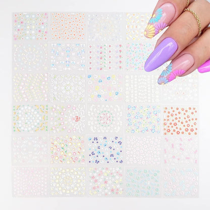 Butterfly & Flower Nail Stickers with Rhinestones