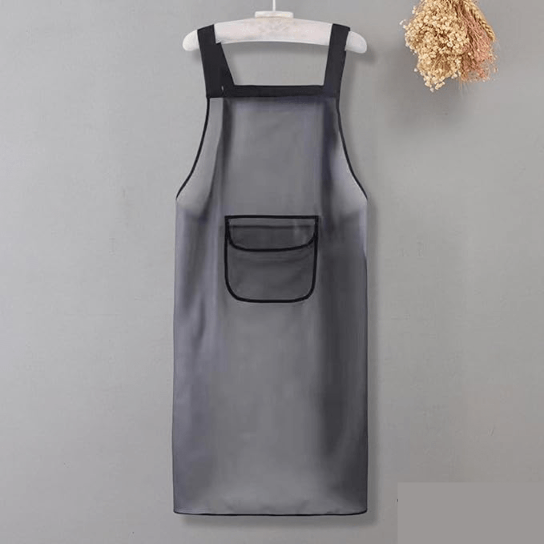 Transparent Waterproof Kitchen Apron With Towel + Pocket