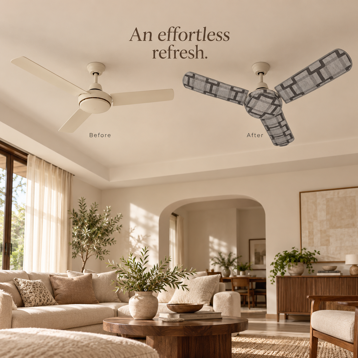 FanGlow™ – Geometric Ceiling Fan Cover Set