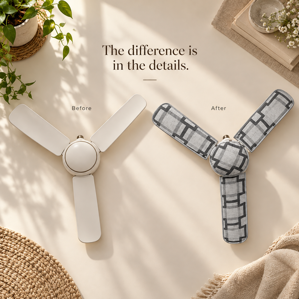 FanGlow™ – Geometric Ceiling Fan Cover Set