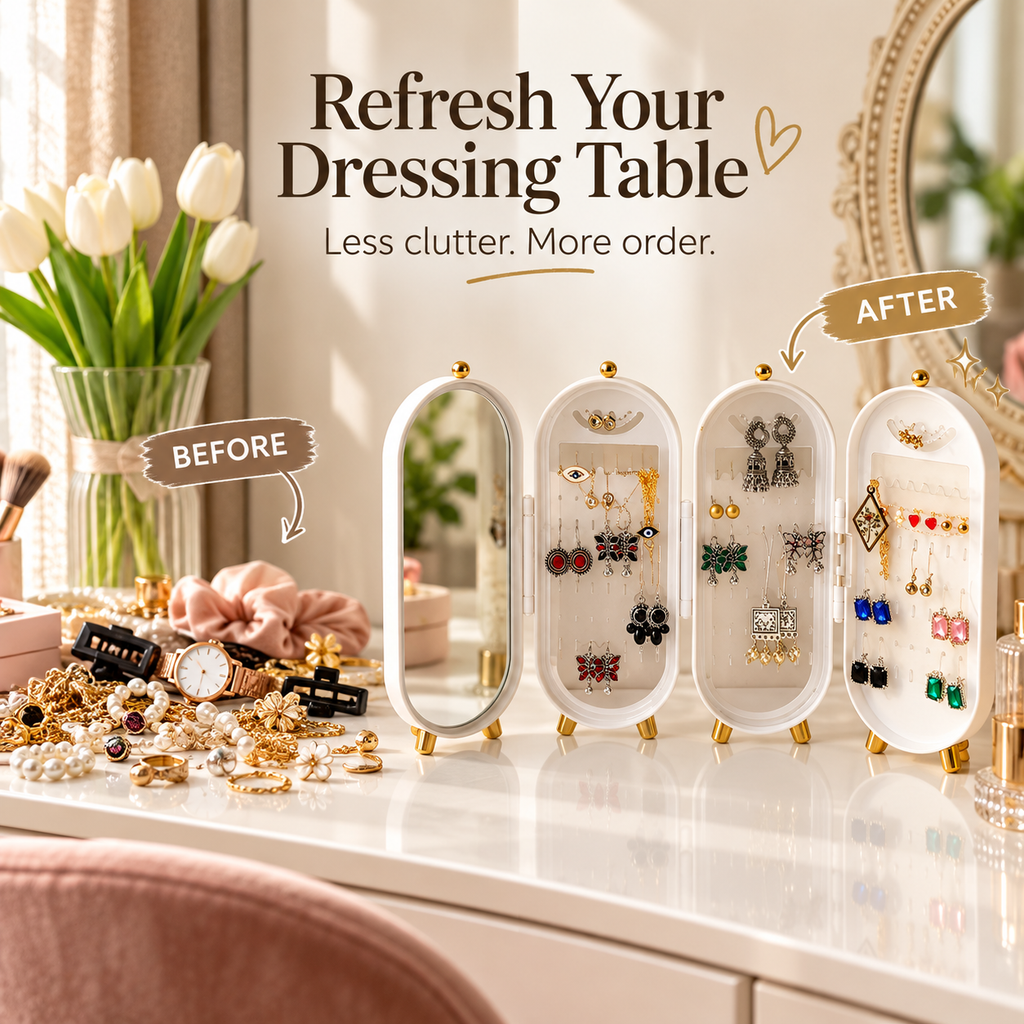 Foldable Jewellery Organizer with Mirror