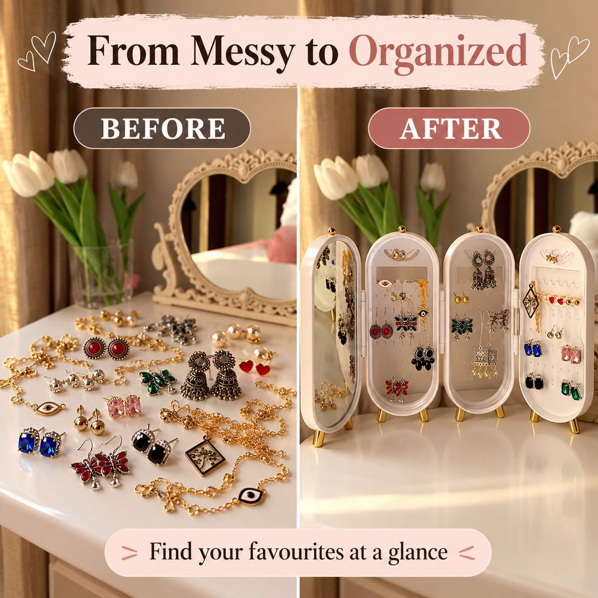 Foldable Jewellery Organizer with Mirror
