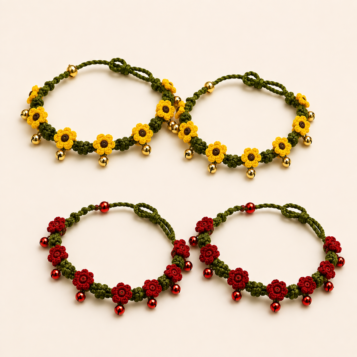 Knit Floral Charm Anklet