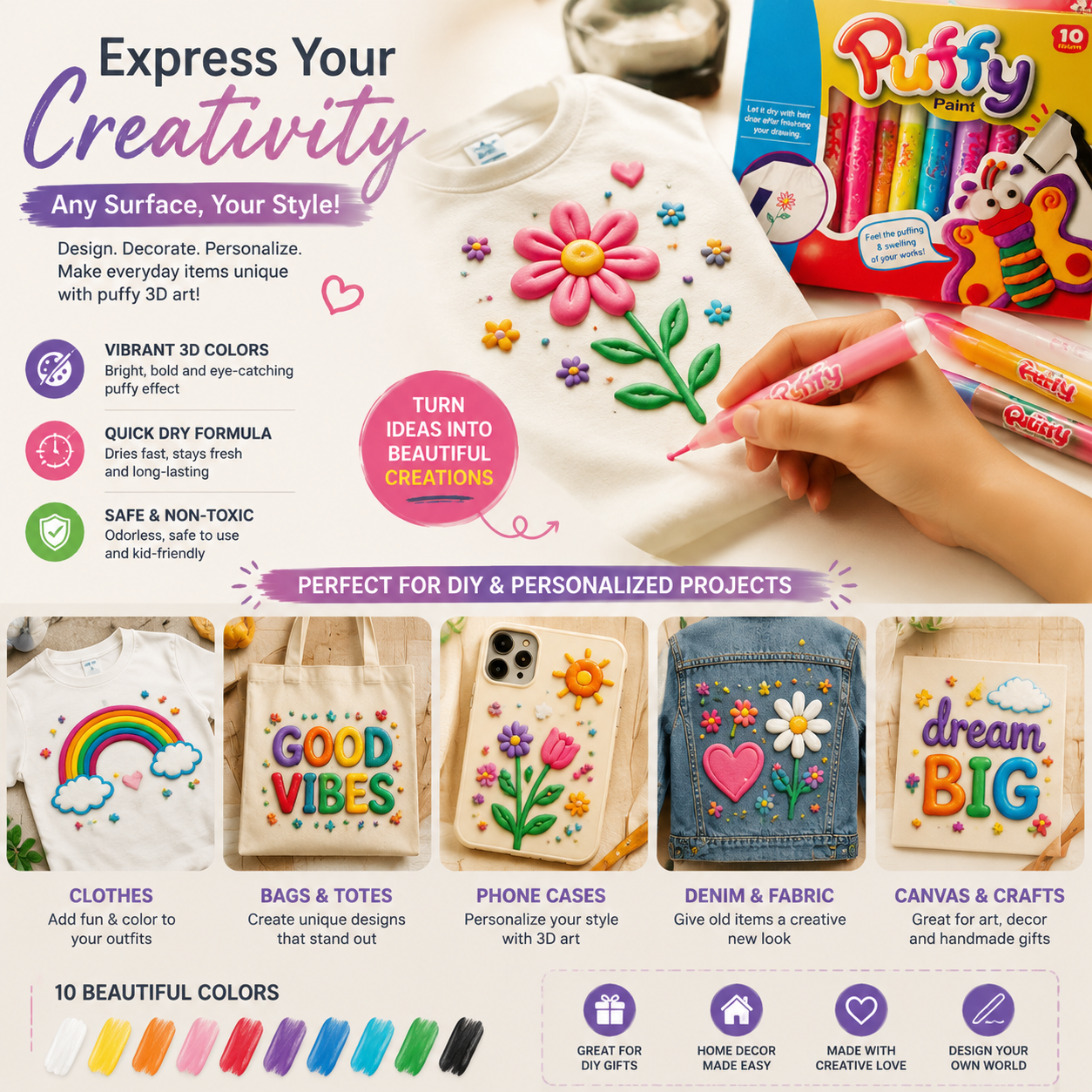 Puffy Velvet Paint Markers – Fabric Art & DIY Craft