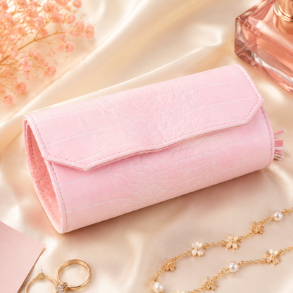 Portable Pink Jewelry Organizer – Travel Jewelry Storage Bag