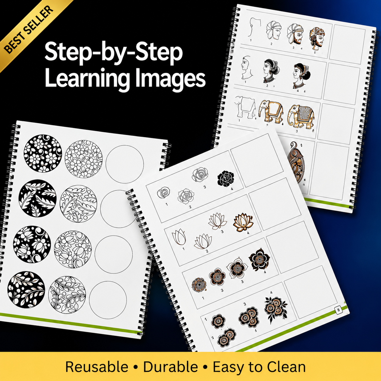 Reusable Mehendi Practice Book Henna Designs Easily