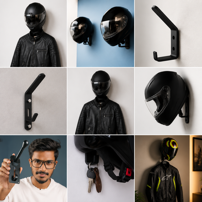 Wall Mounted Helmet + keys and Jacket Holder