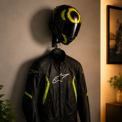 Wall Mounted Helmet + keys and Jacket Holder