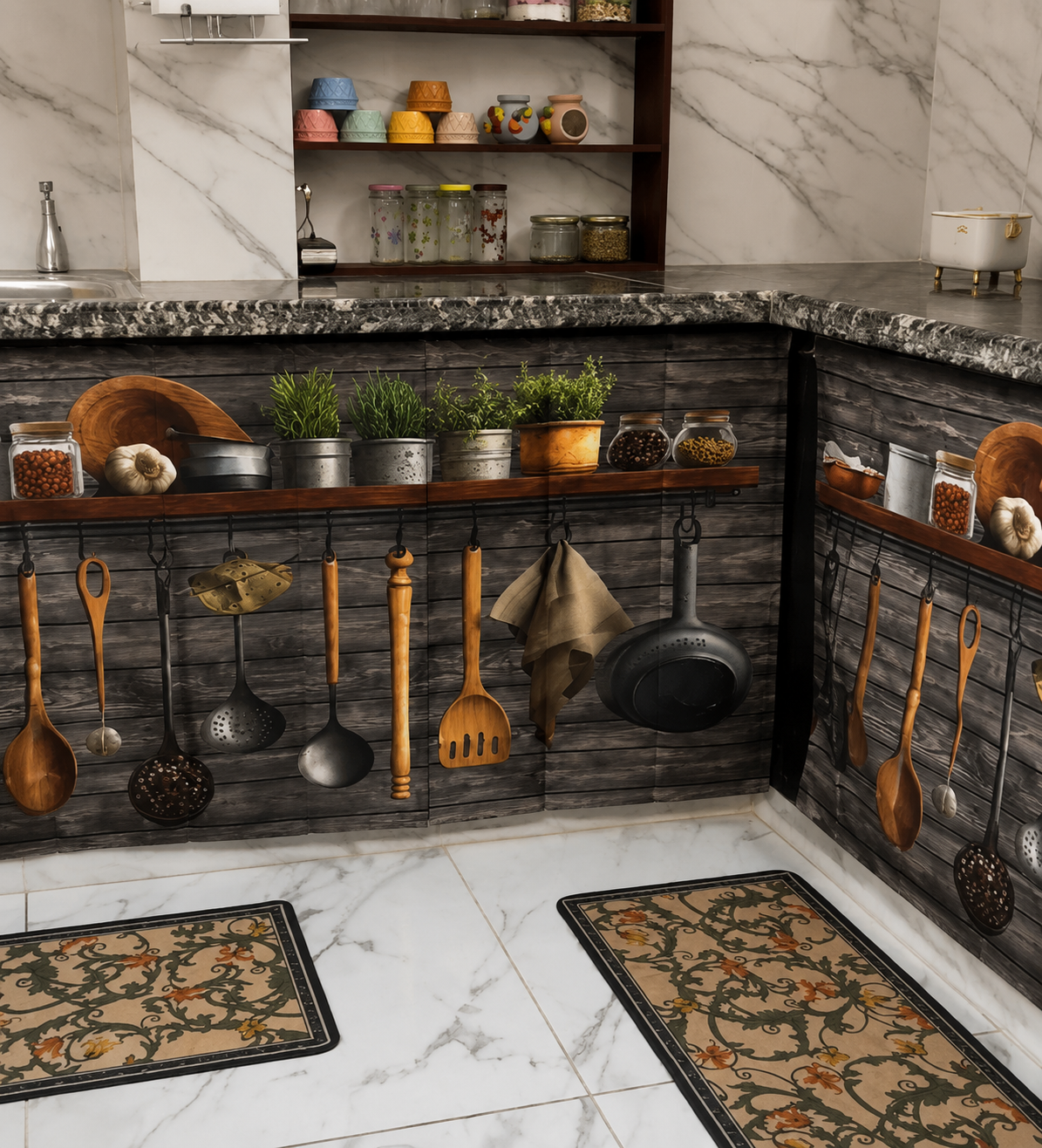 Under Counter Kitchen Curtain – Stylish Sink Storage Cover