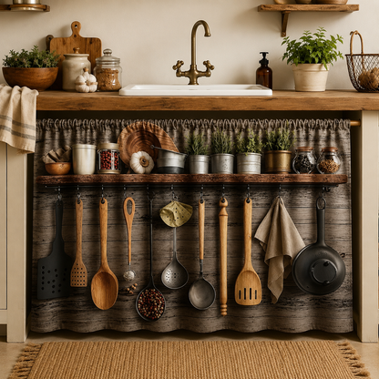 Under Counter Kitchen Curtain – Stylish Sink Storage Cover