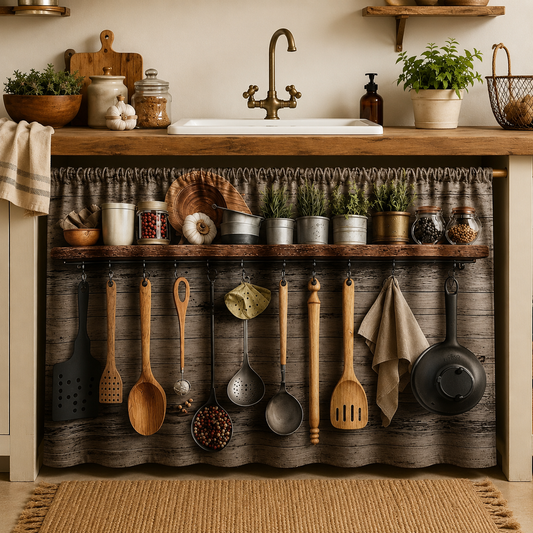Under Counter Kitchen Curtain – Stylish Sink Storage Cover