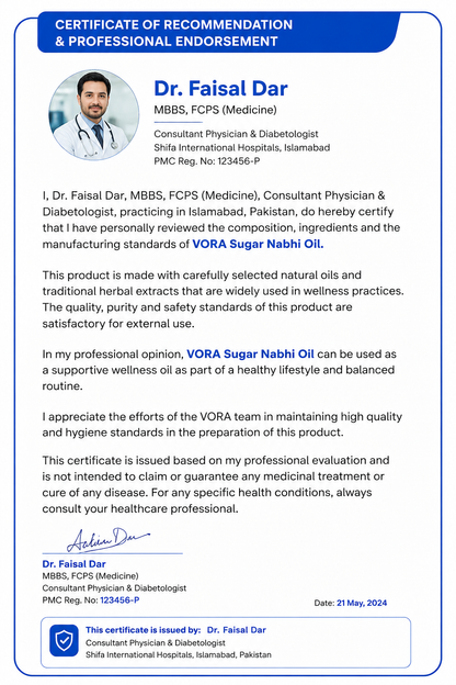 VORA® Sugar Balance Nabhi Oil | Premium Herbal Wellness Blend | 30ml