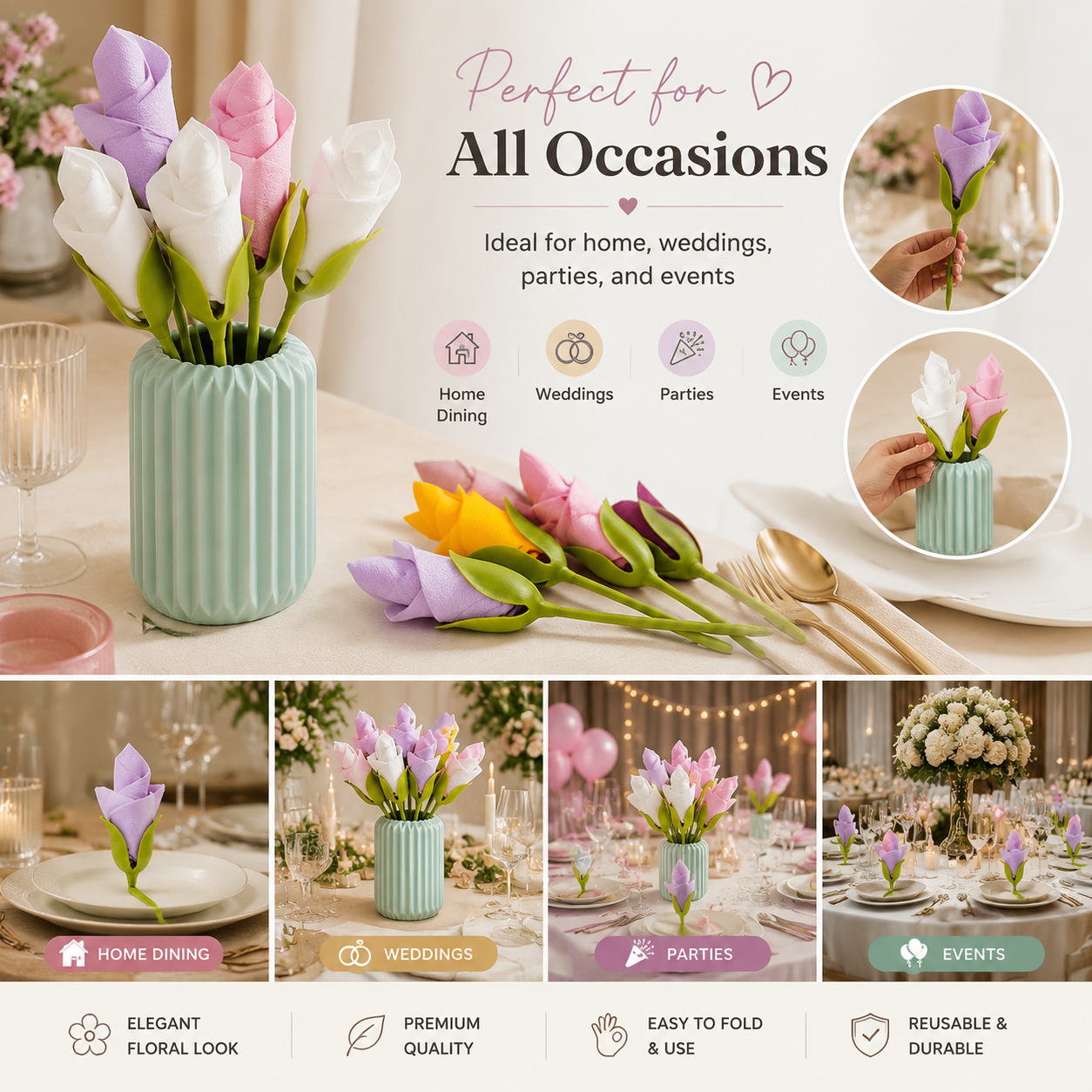 Luxury Floral Napkin Holders