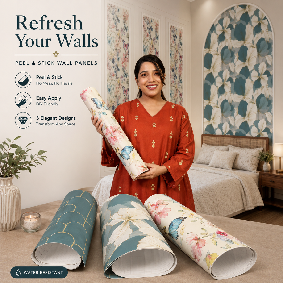 Self-Adhesive Floral Wallpaper