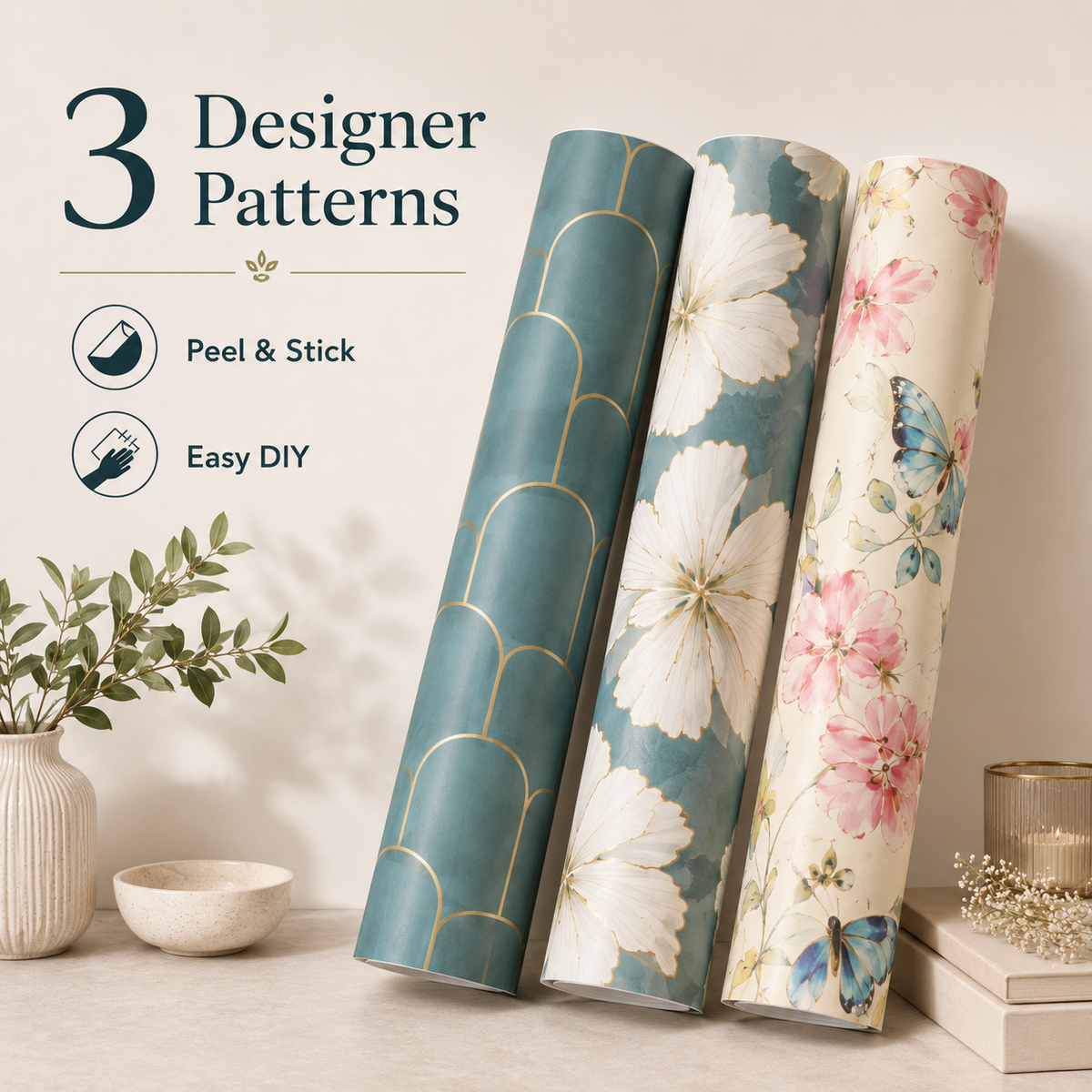 Self-Adhesive Floral Wallpaper