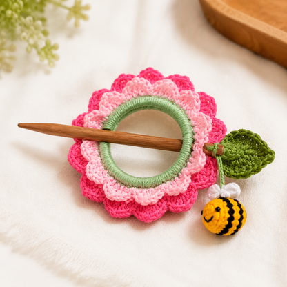 Handmade Crochet Floral Clip