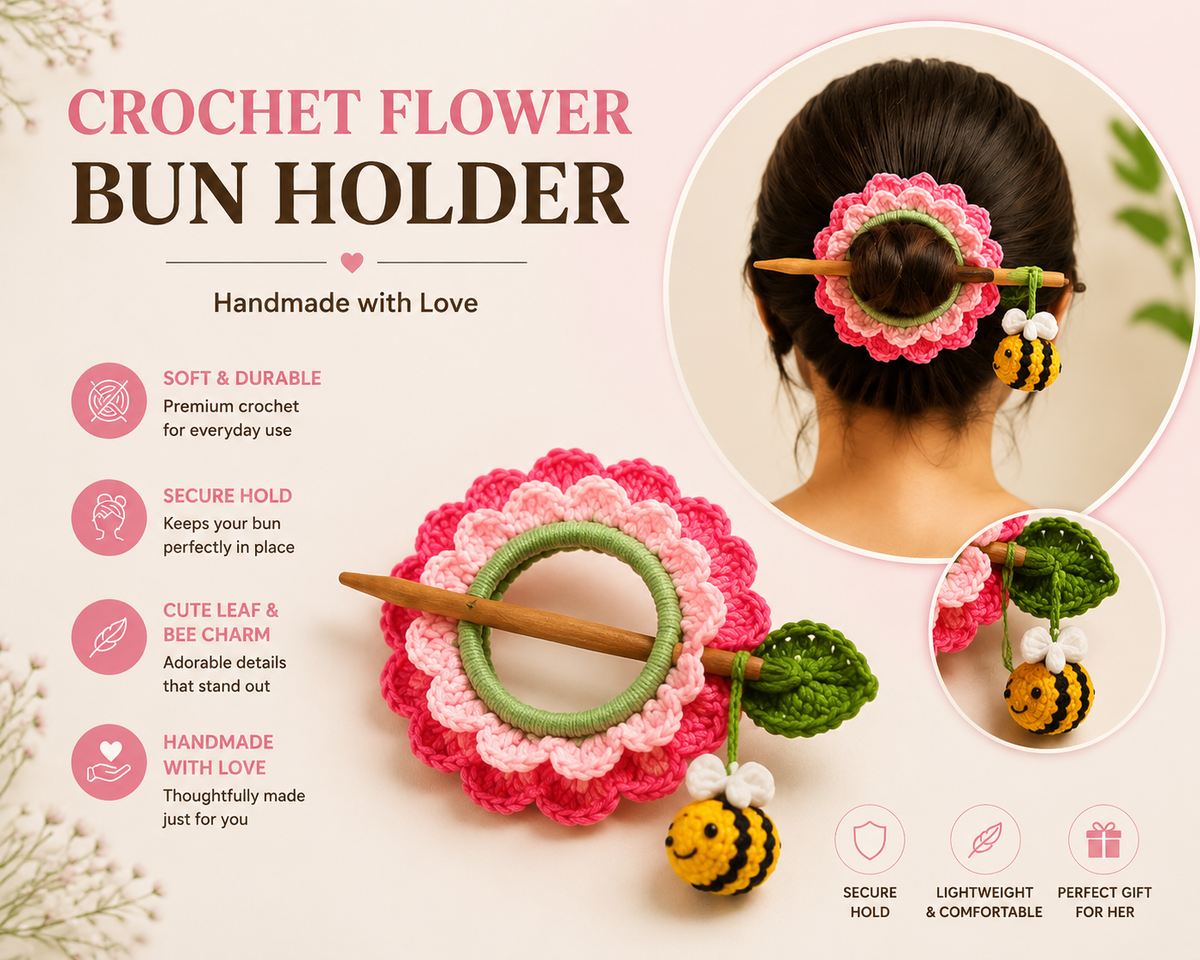 Handmade Crochet Floral Clip