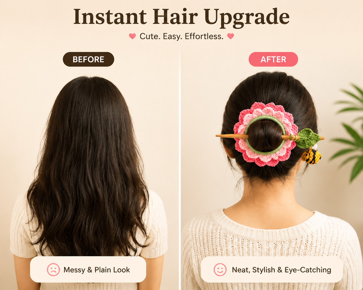 Handmade Crochet Floral Clip