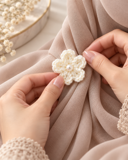 Crochet Flower Hijab Pin