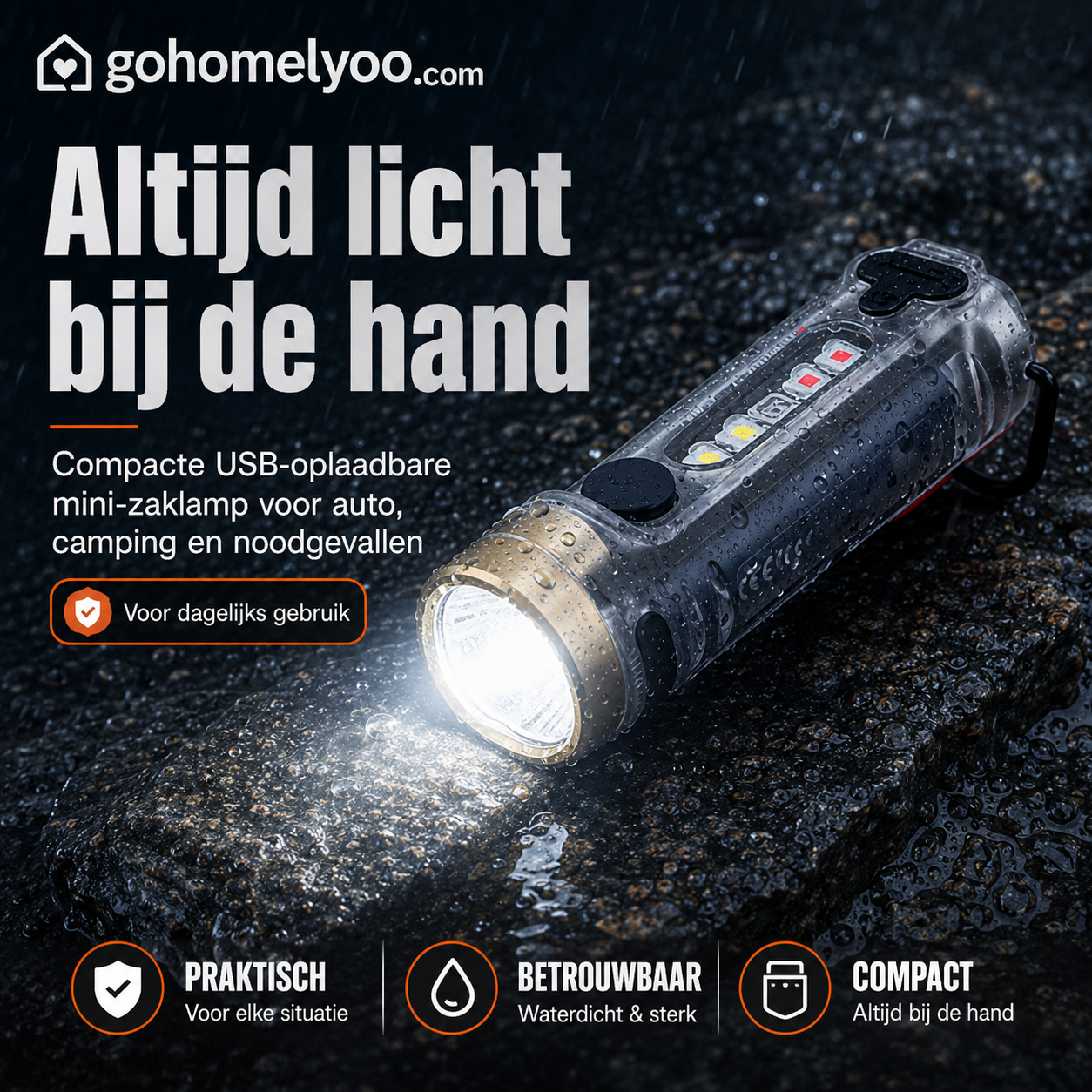 ⚡ Multifunctionele Mini Zaklamp｜Voor Sleutels, Auto, Kamperen en Noodsituaties