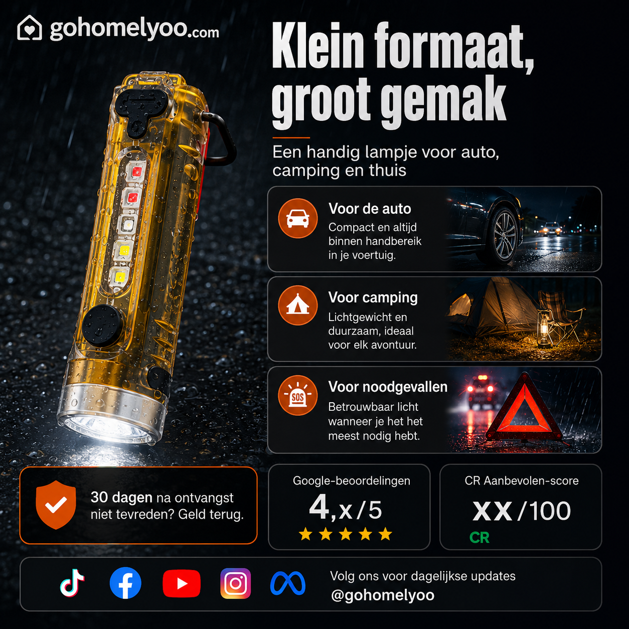 ⚡ Multifunctionele Mini Zaklamp｜Voor Sleutels, Auto, Kamperen en Noodsituaties