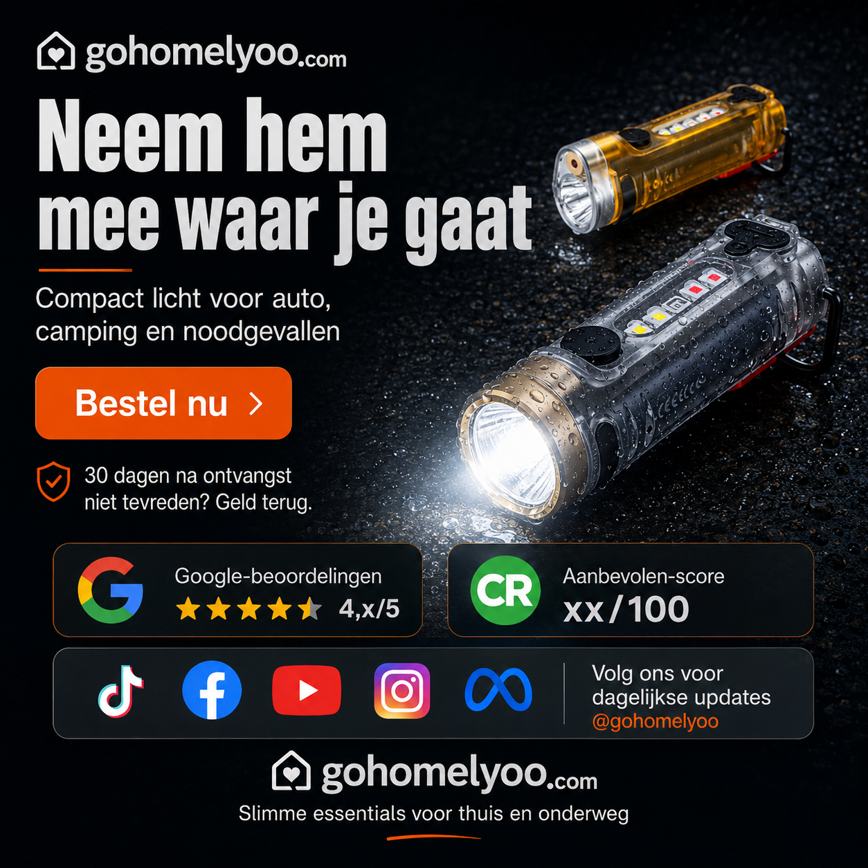 ⚡ Multifunctionele Mini Zaklamp｜Voor Sleutels, Auto, Kamperen en Noodsituaties