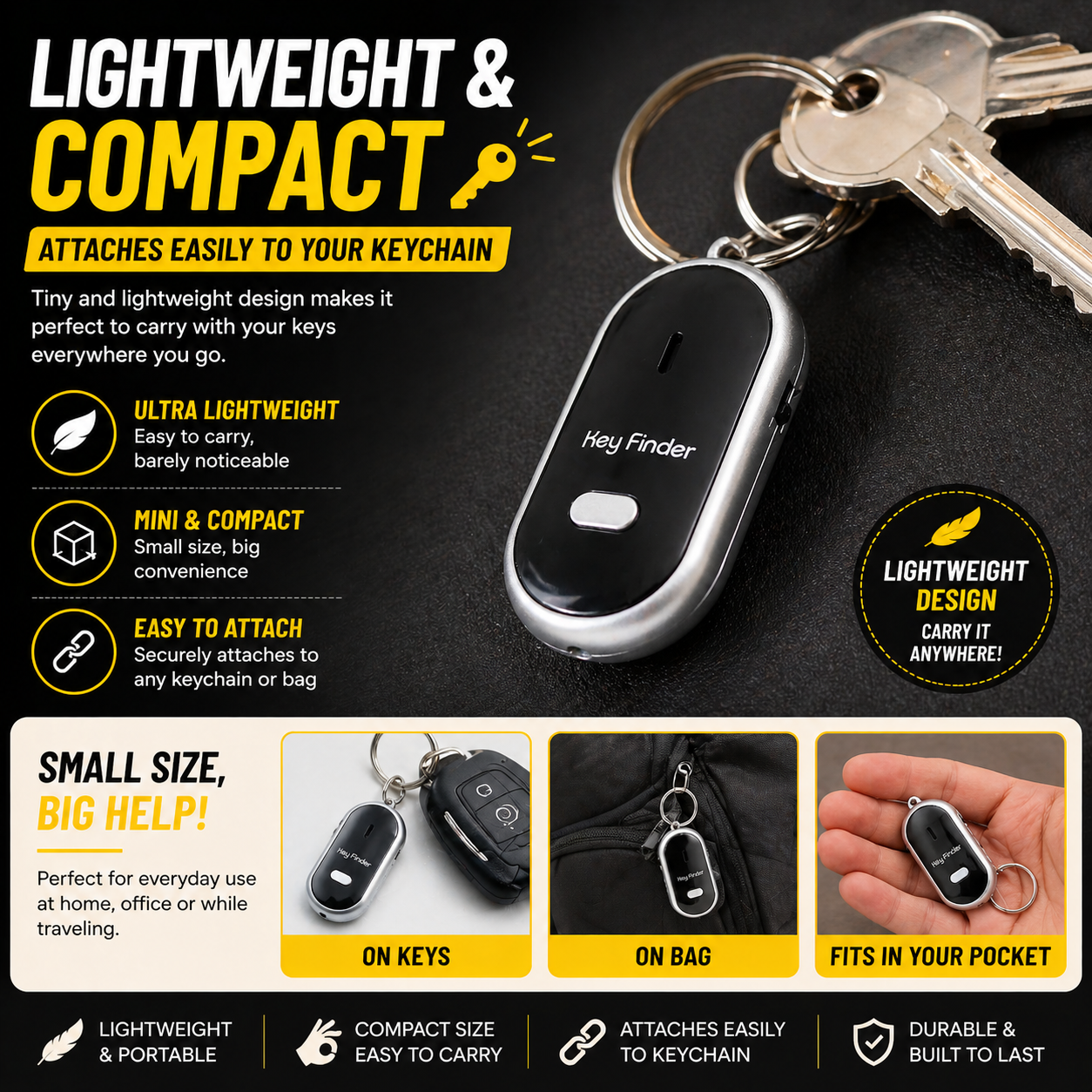 Smart Whistle Key Finder Keychain – Clap & Find Your Lost Keys Instantly