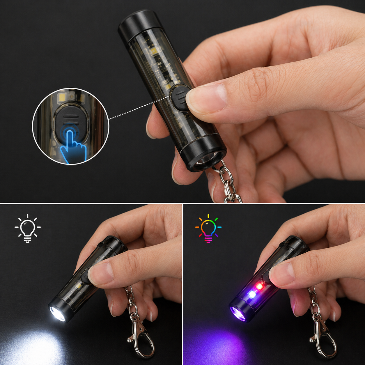 6 in 1 Mini Flashlight Keychain – Compact LED Light