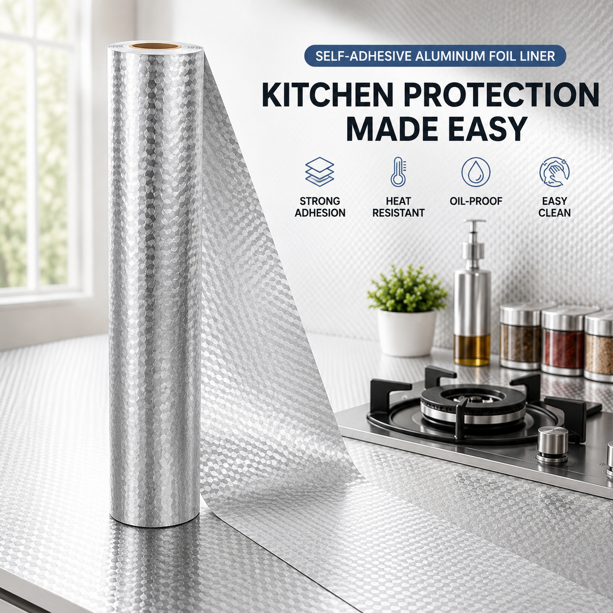 This Self-Adhesive Aluminum Foil Kitchen Liner