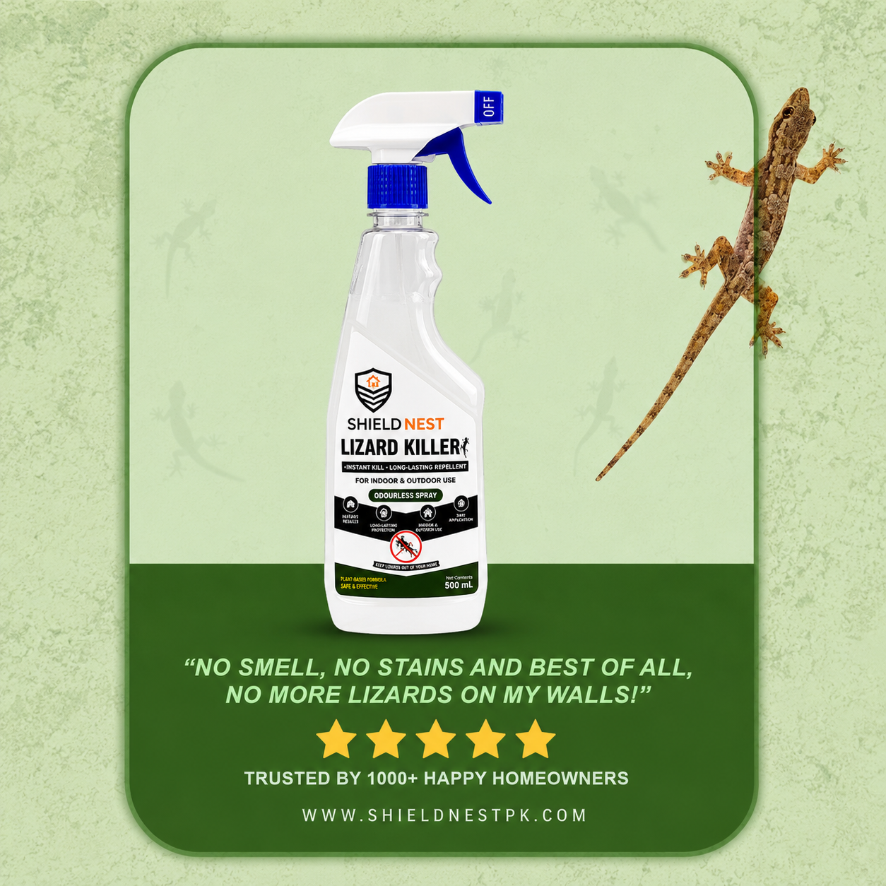 Lizard Killer – Odourless Instant Kill & Long-Lasting Repellent Spray