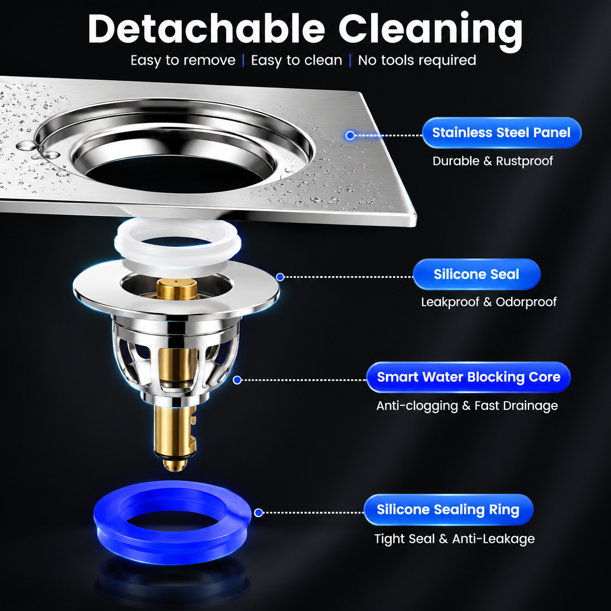 🚿 Smart Pop-Up Floor Drain – Foot Operated