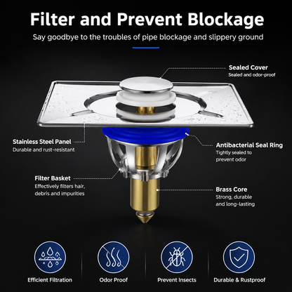🚿 Smart Pop-Up Floor Drain – Foot Operated