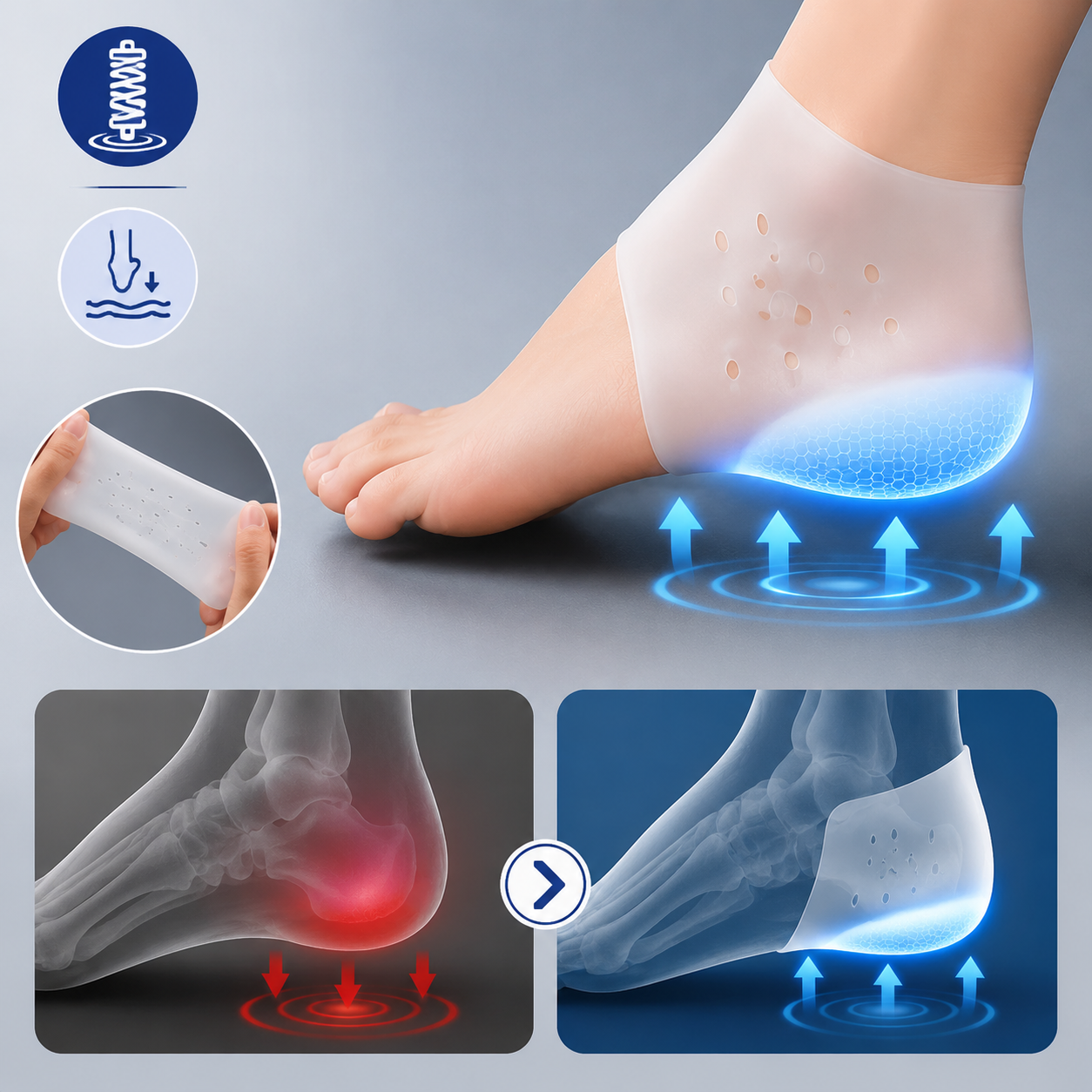 Silicon height Increase Insoles ( Medicated Material )